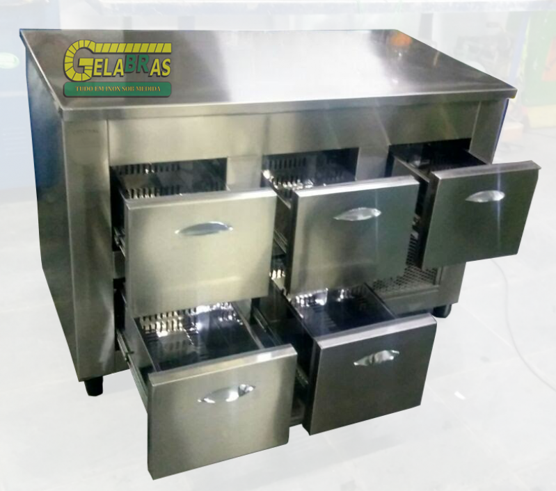 Balcão Encosto Refrigerado Inox 1 50 a Venda Campo Grande - Balcão de Encosto com Pia Refrigerado